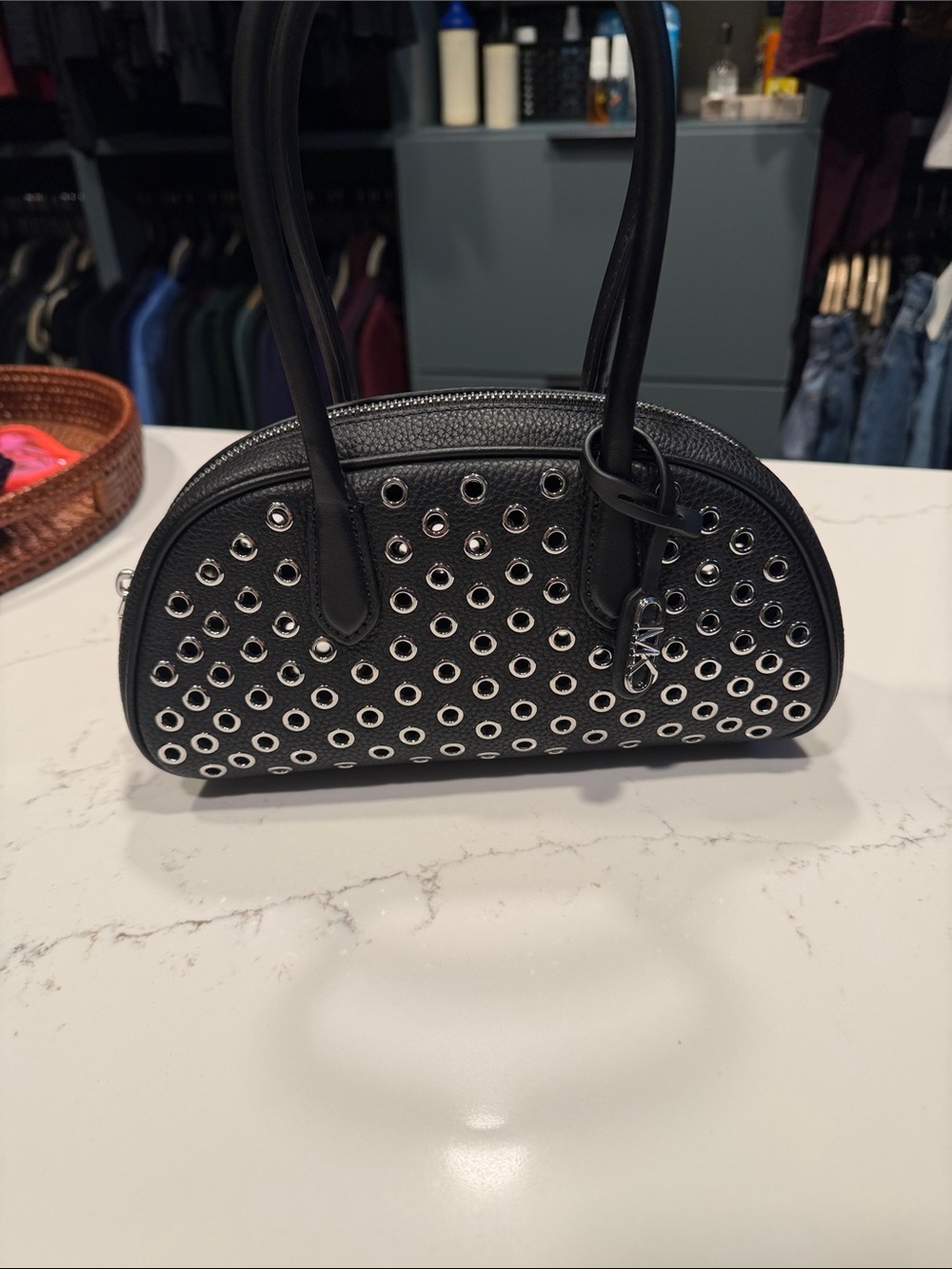 Lulu leather black satchel bag